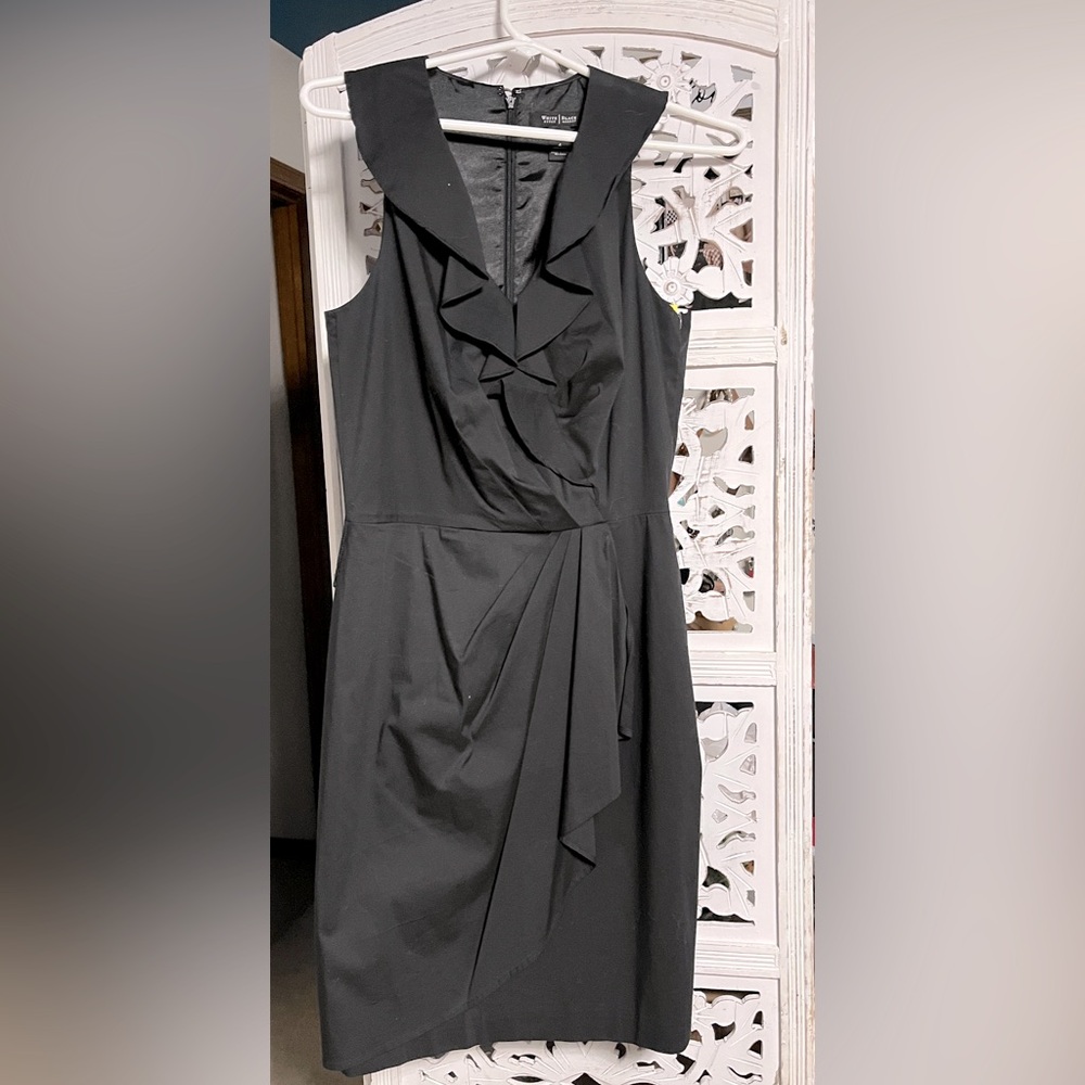 White House Black Market Black faux wrap ruffle Sheath Dress